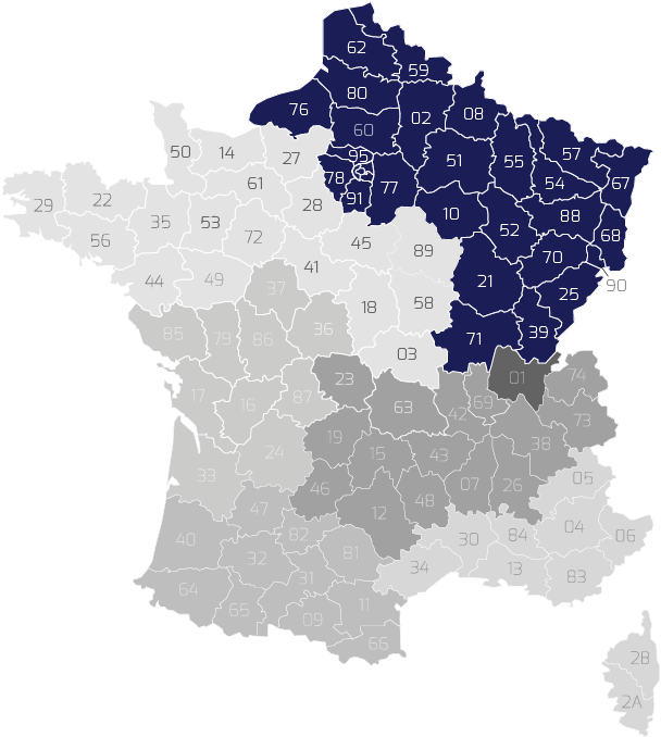 Carte France ACWA - Secteur nord est